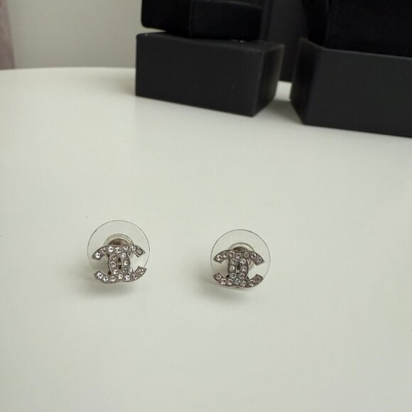 Chanel Crystal CC Studs (Silver) - Picture 5 of 9
